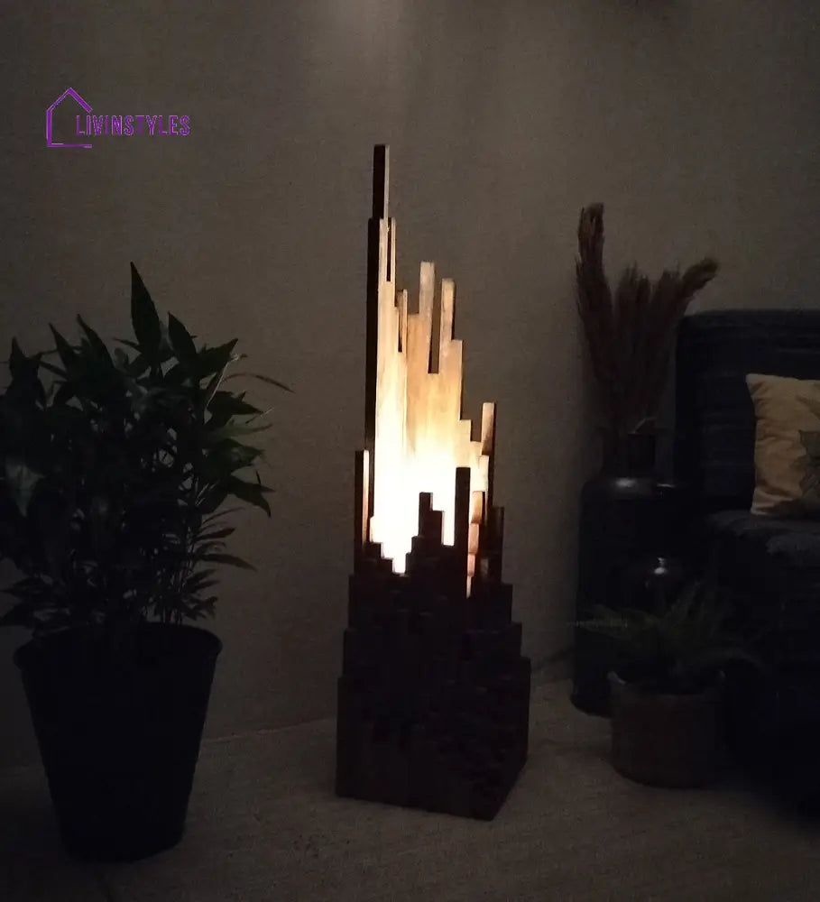 Emanate Wooden Floor Lamp With Brown Base Lamps