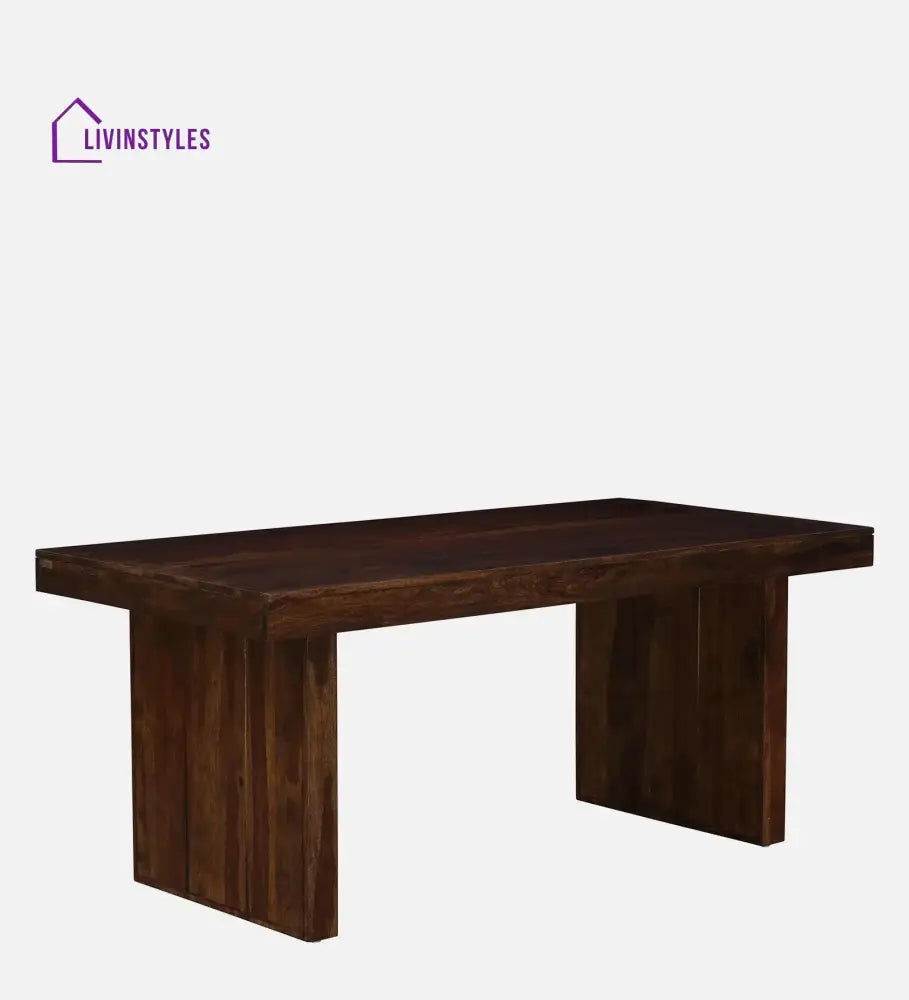 Ember Sheesham Wood 6 Seater Dining Set In Teak Finish With Bench Dining Set