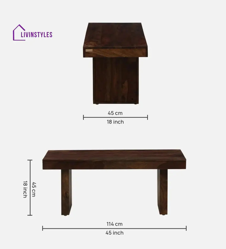 Ember Sheesham Wood 6 Seater Dining Set In Teak Finish With Bench Dining Set