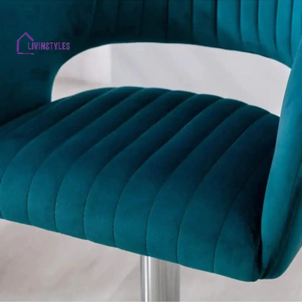 Emerald Plush Feel Velvet Adjustable Pack Of 1 Bar Stool