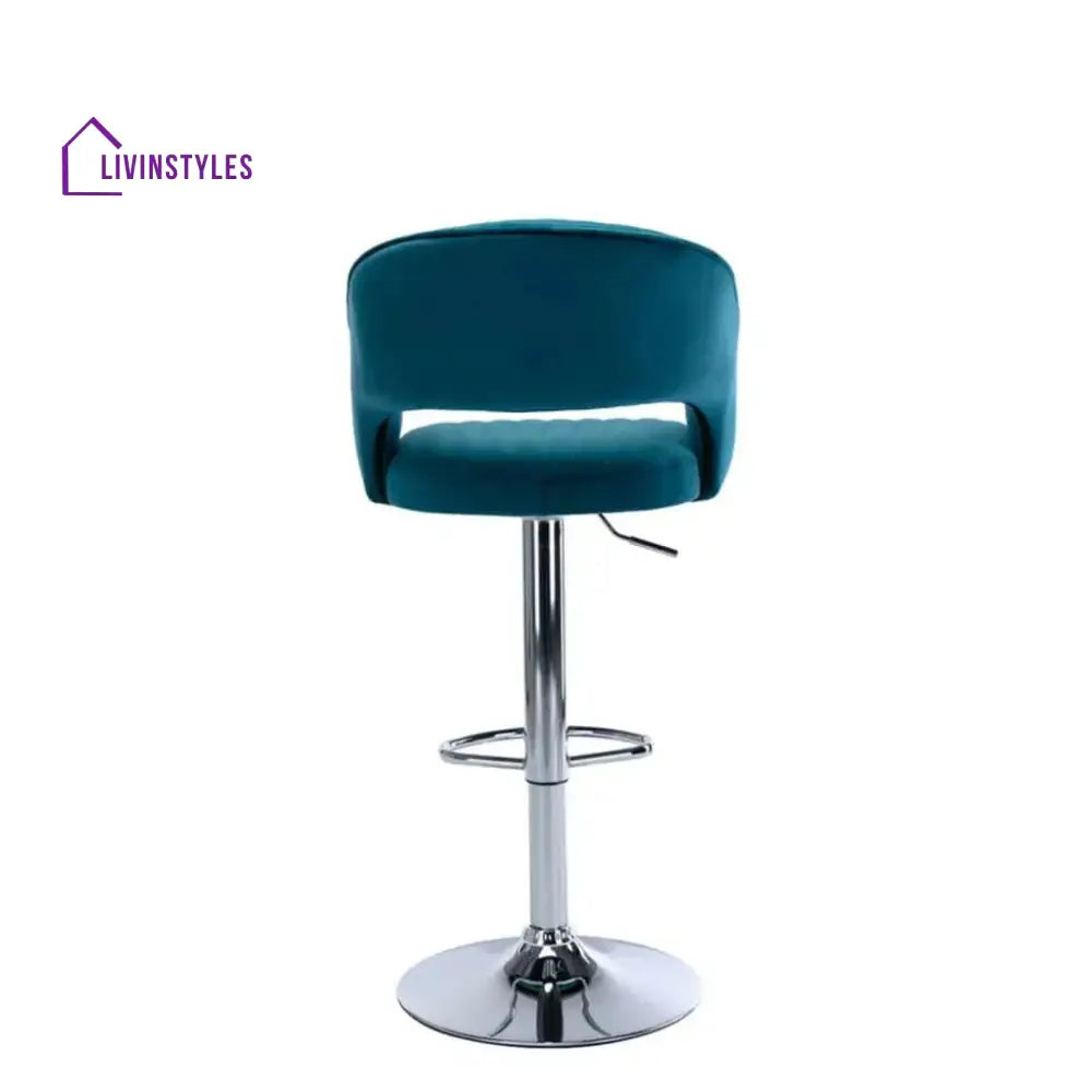 Emerald Plush Feel Velvet Adjustable Pack Of 1 Bar Stool