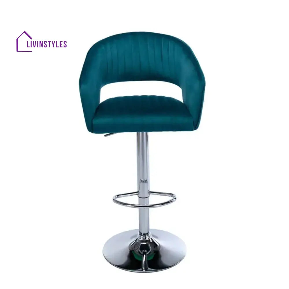 Emerald Plush Feel Velvet Adjustable Pack Of 1 Bar Stool