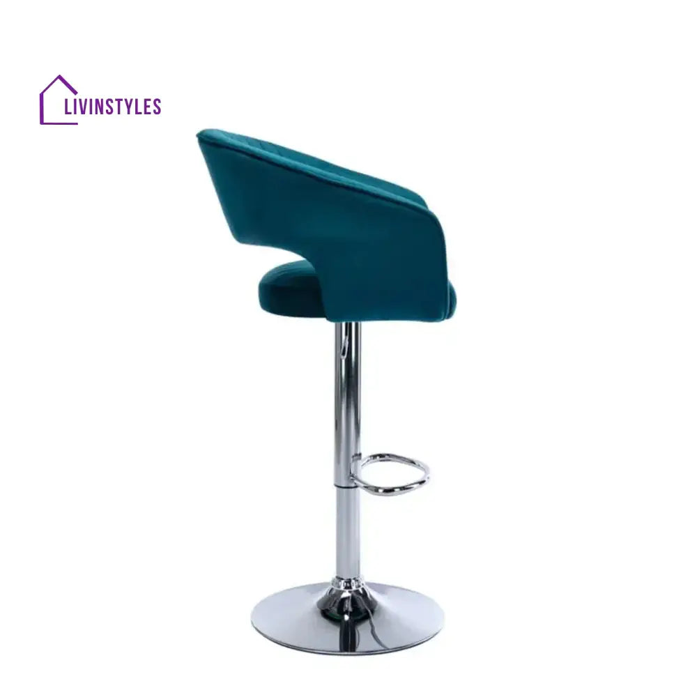 Emerald Plush Feel Velvet Adjustable Pack Of 1 Bar Stool