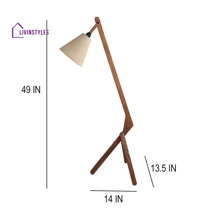 Emphasis Wooden Floor Lamp With Brown Base And Beige Fabric Lampshade Lamps