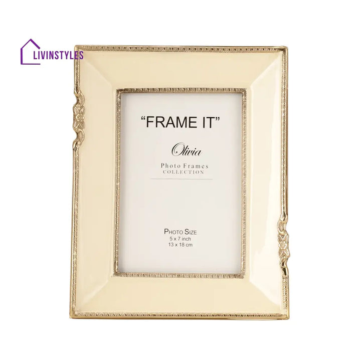 Enamel Embrace Photo Frame In Ivory White Frames