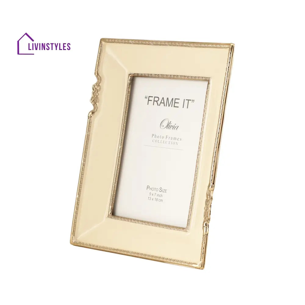 Enamel Embrace Photo Frame In Ivory White Frames