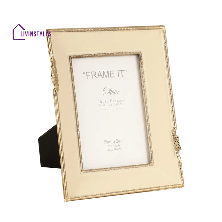 Enamel Embrace Photo Frame In Ivory White Frames