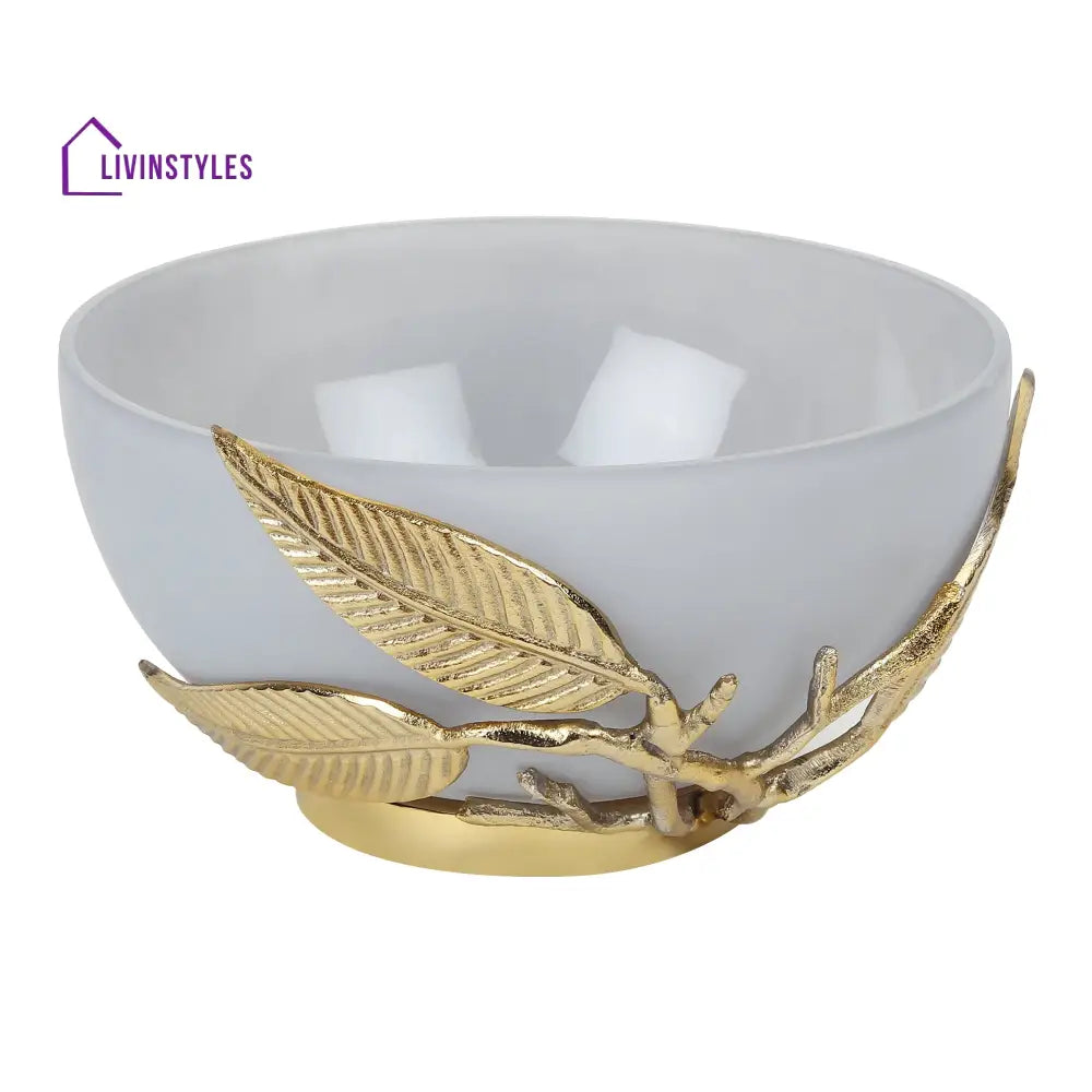 Enchanted Vine Glass Bowl In Grey And Gold Decortive Bowl