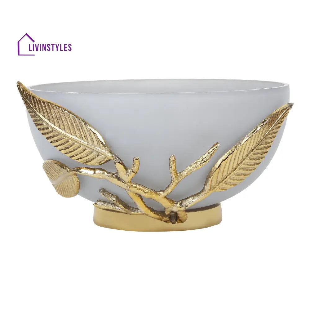 Enchanted Vine Glass Bowl In Grey And Gold Decortive Bowl