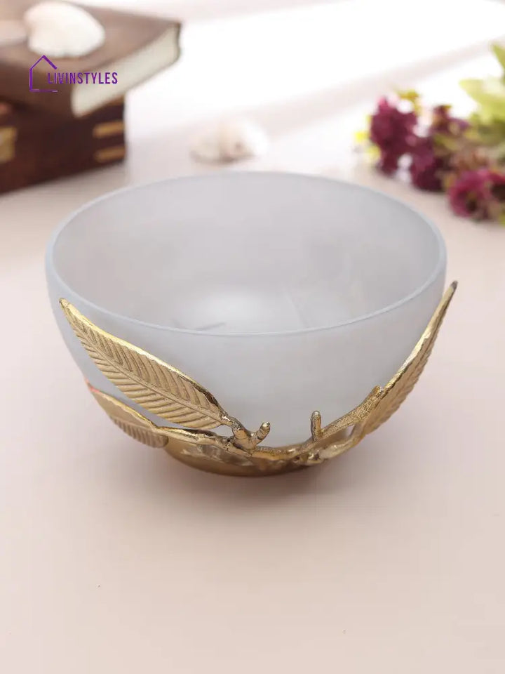 Enchanted Vine Glass Bowl In Grey And Gold Decortive Bowl