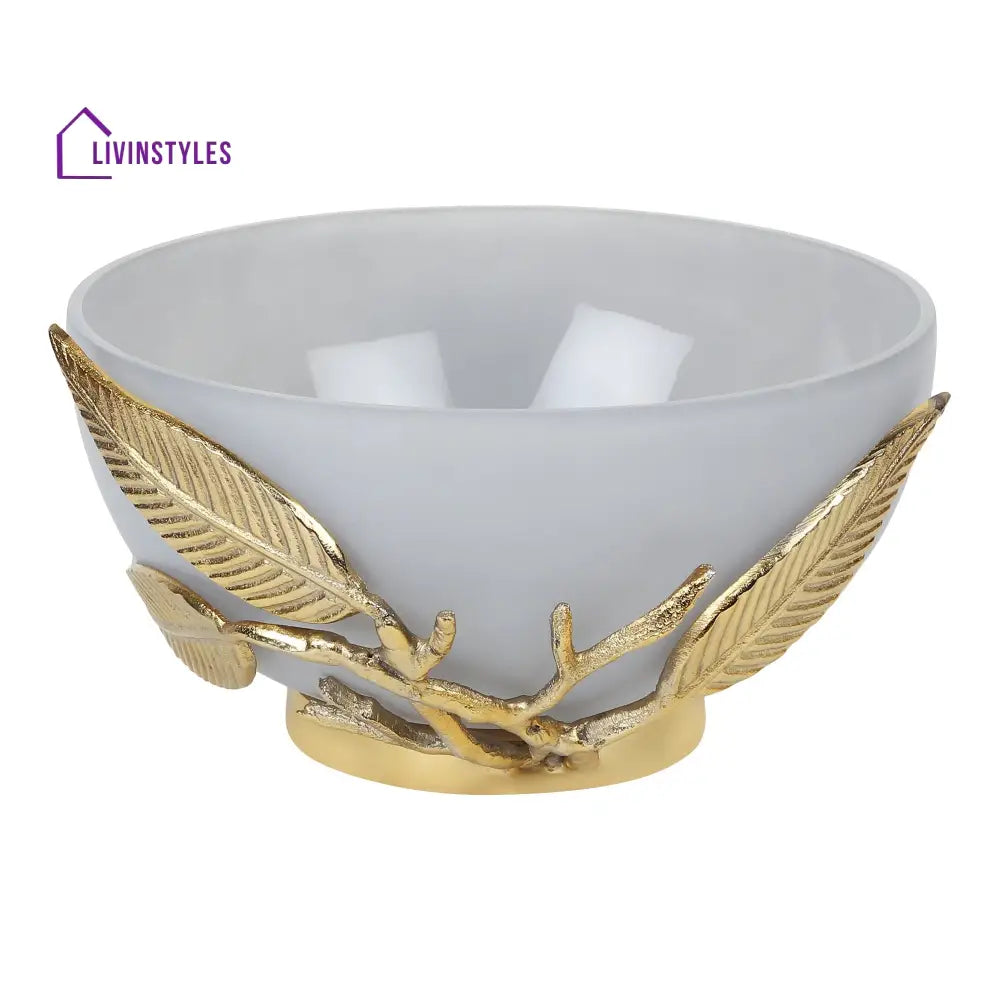 Enchanted Vine Glass Bowl In Grey And Gold Decortive Bowl