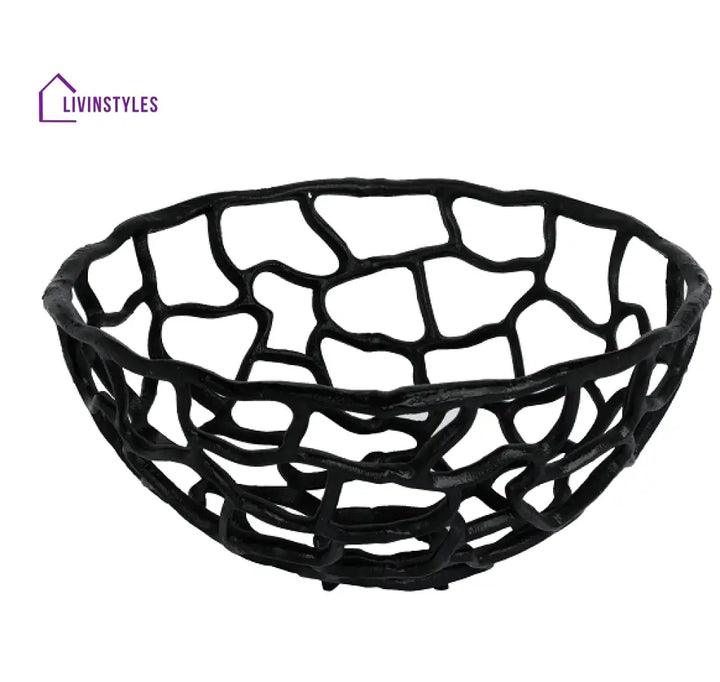 Entwined Basket Set Of 3 In Black Colour