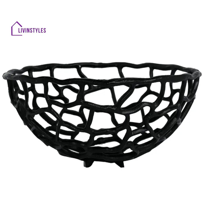 Entwined Basket Set Of 3 In Black Colour