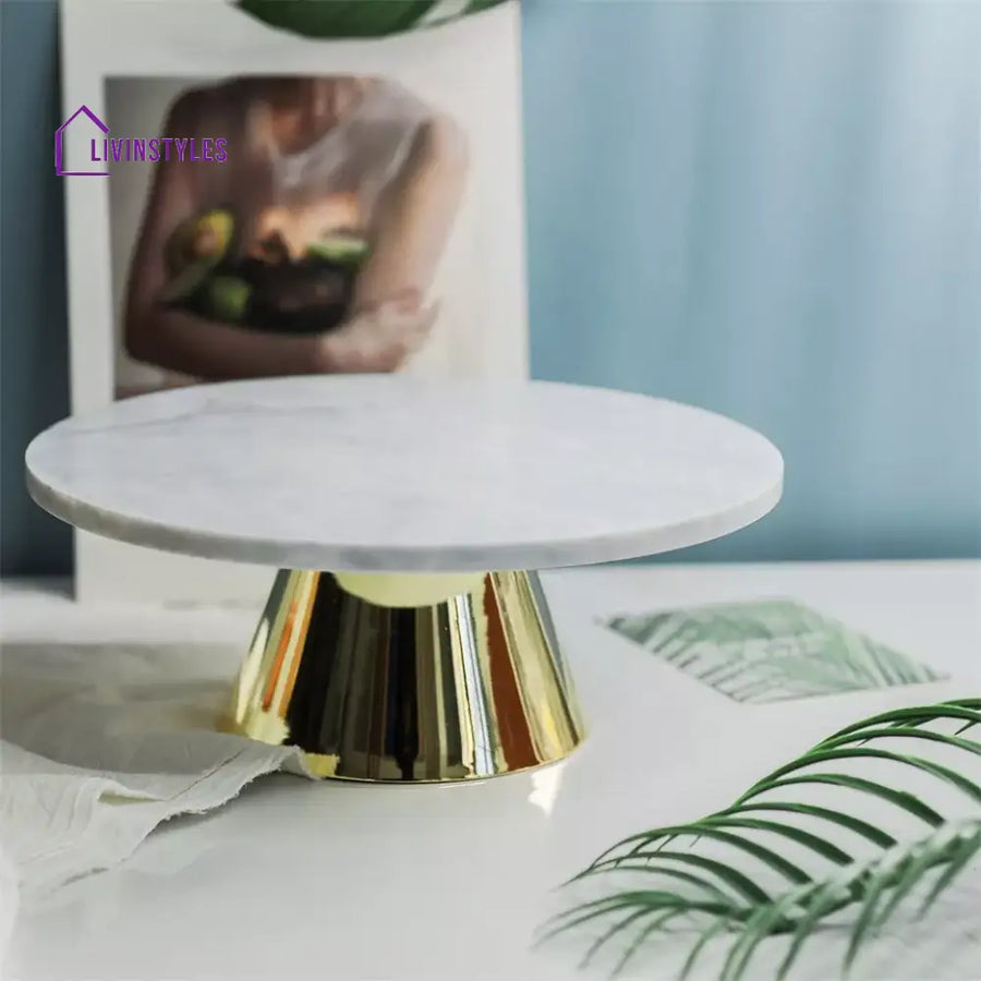 Eos Marble Cake Stand In Gold Color Stands