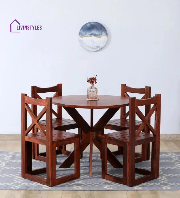 Ernest Sheesham Wood 4 Seater Dining Set In Honey Finish Dining Set