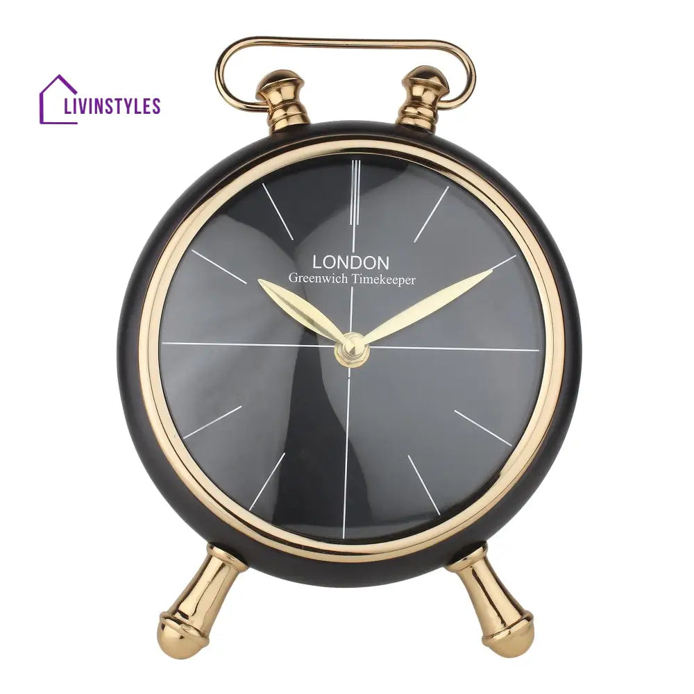 Essence Desk Timepiece In Black Gold Table Clock