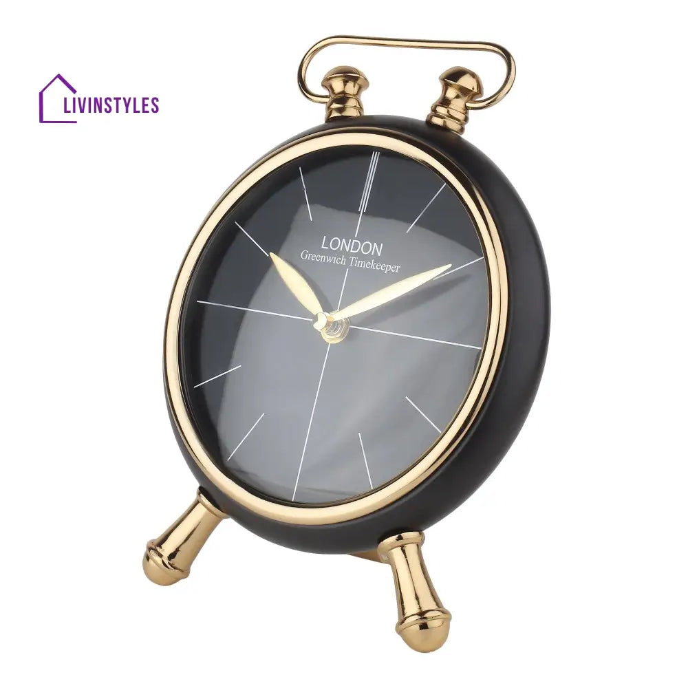 Essence Desk Timepiece In Black Gold Table Clock