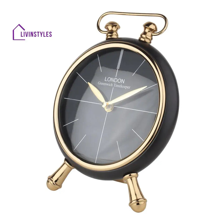 Essence Desk Timepiece In Black Gold Table Clock