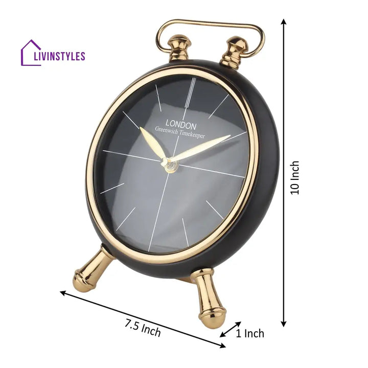 Essence Desk Timepiece In Black Gold Table Clock