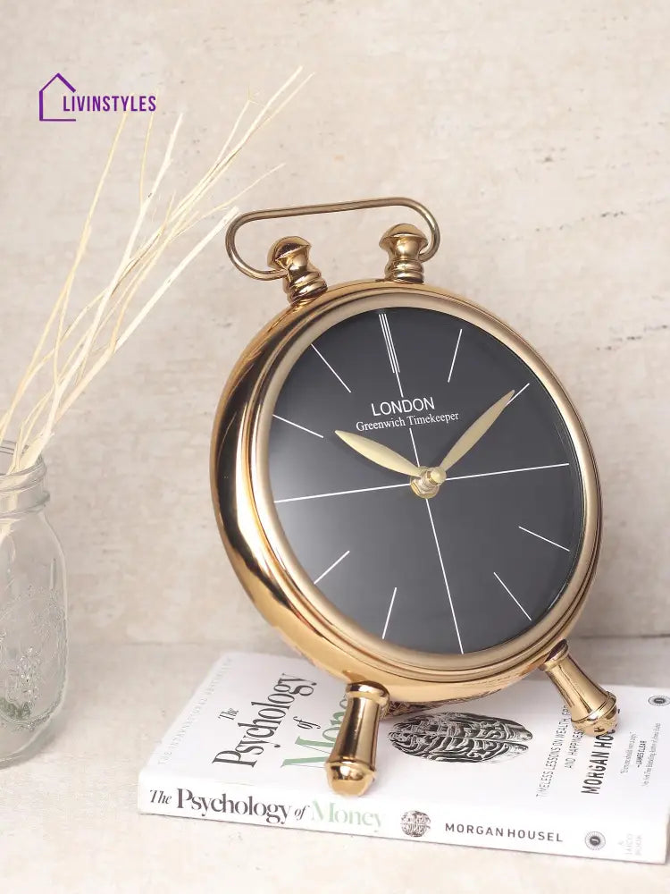 Essence Desk Timepiece In Gold Table Clock