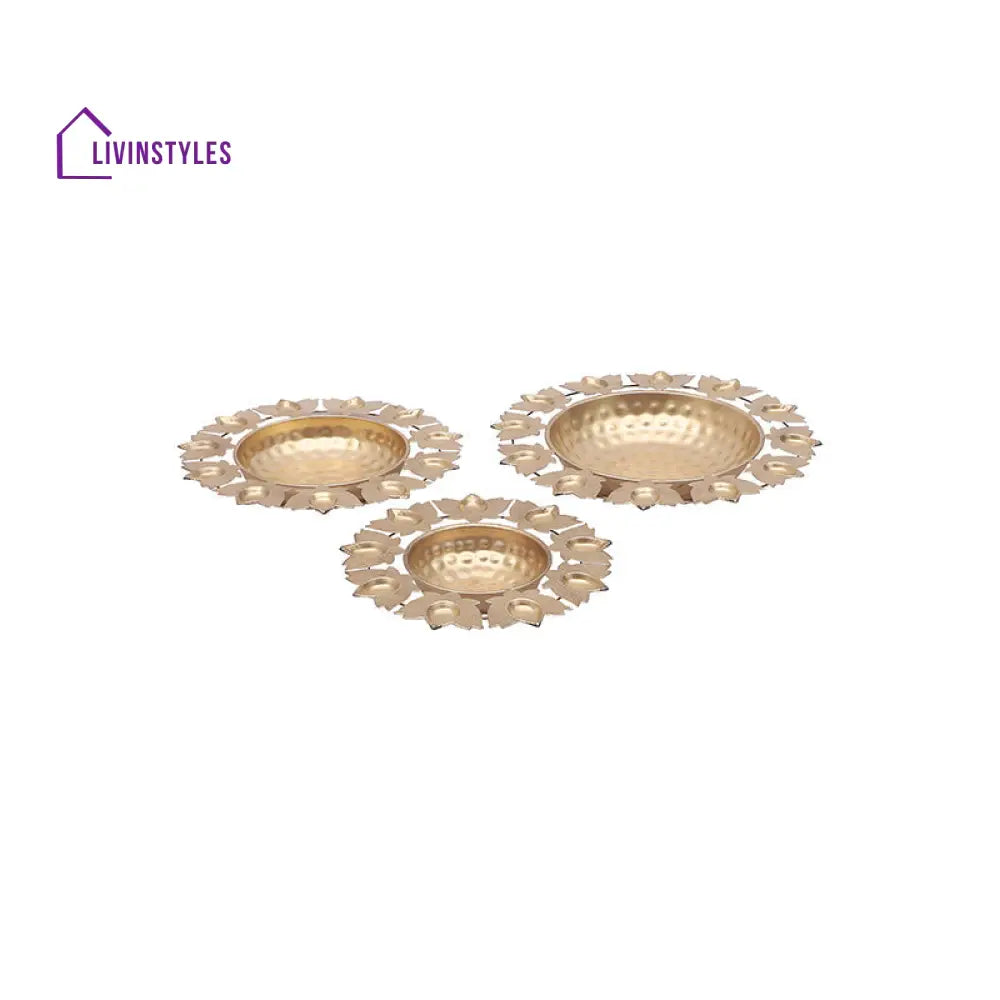 Eternal Flame Ensemble Urli | Gold Set Of 3