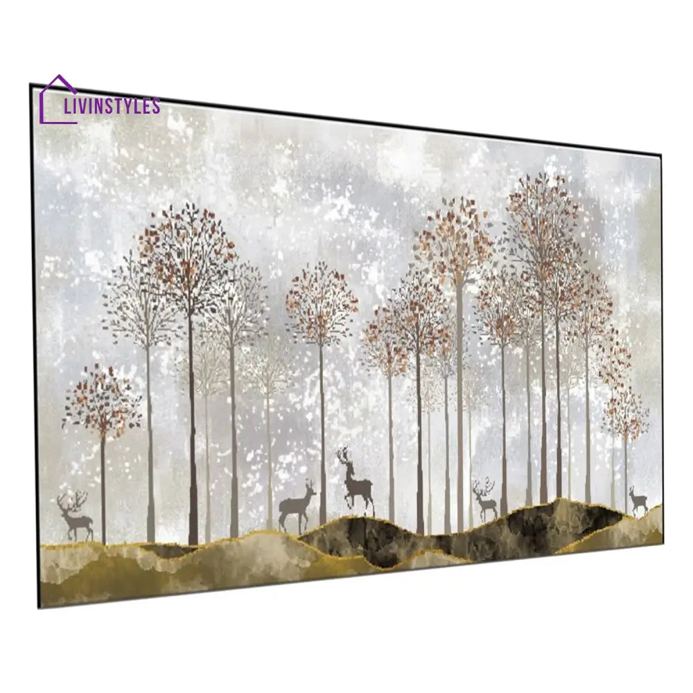 Ethereal Forest With Graceful Deer Wall Painting