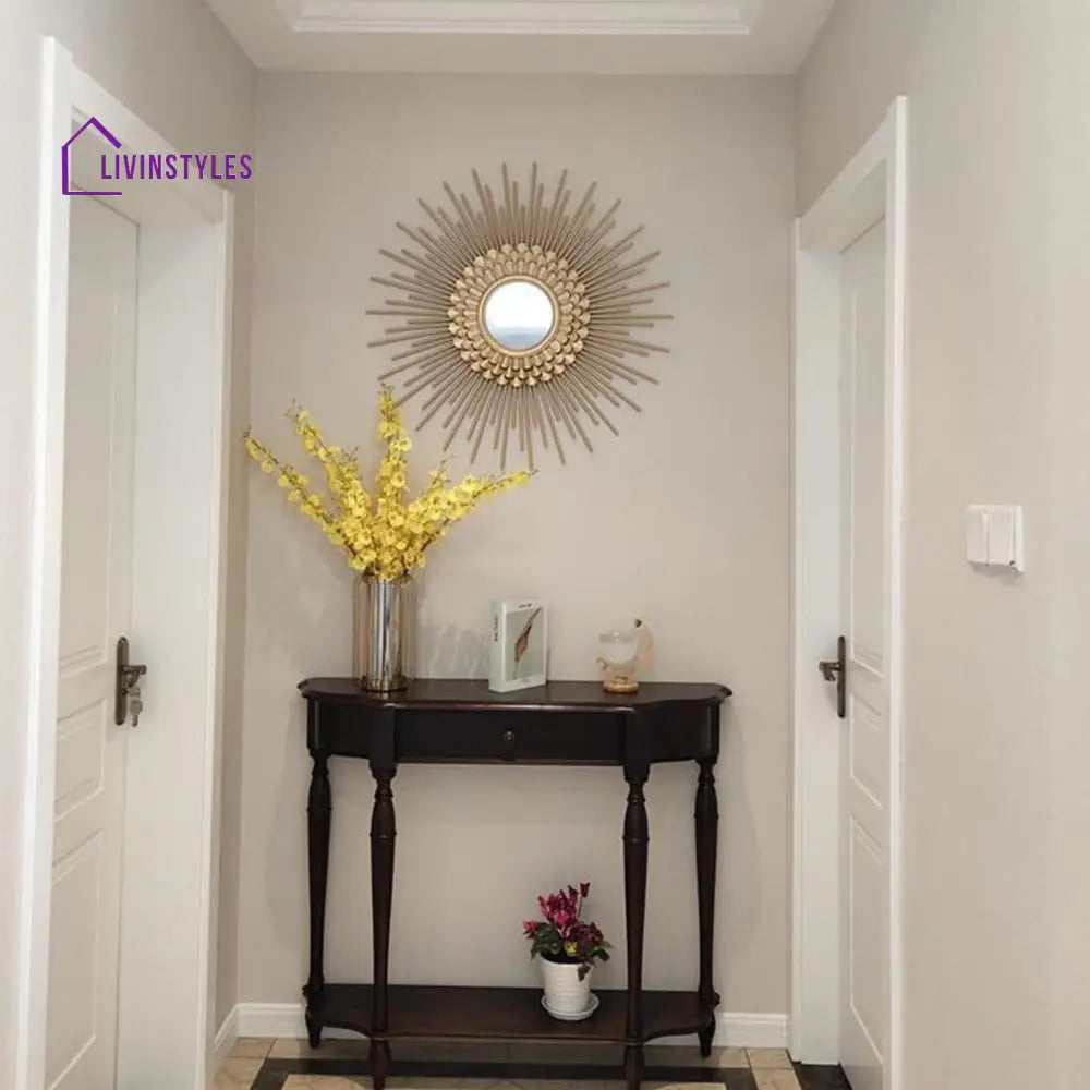 Ethereal Sunflower Designer Metal Wall Mirror