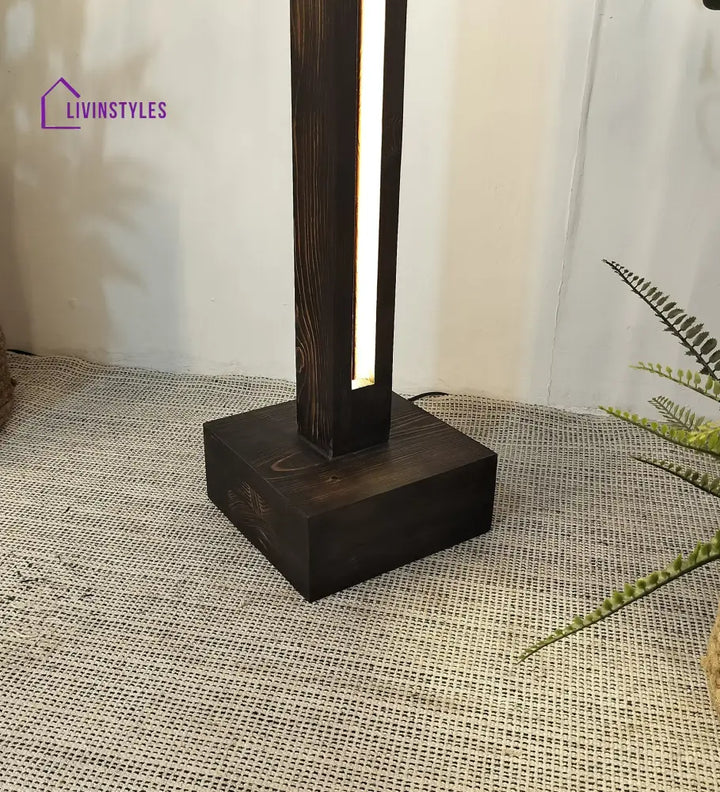 Excalibur Led Wooden Floor Lamp With Brown Base Lamps