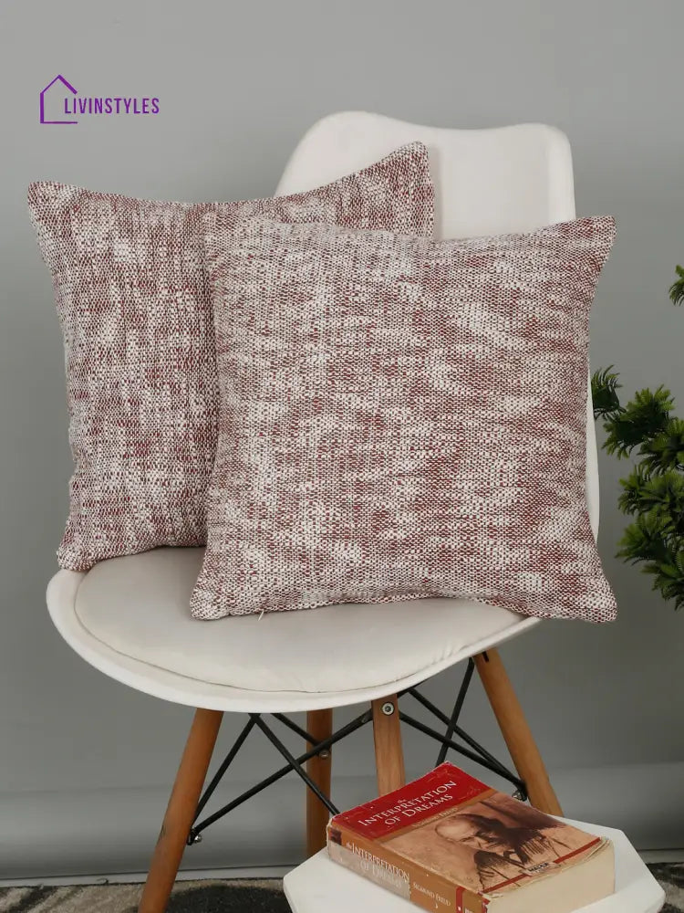 Eyda Dust Pink Cotton Textured Cushion Cover Set Of 2