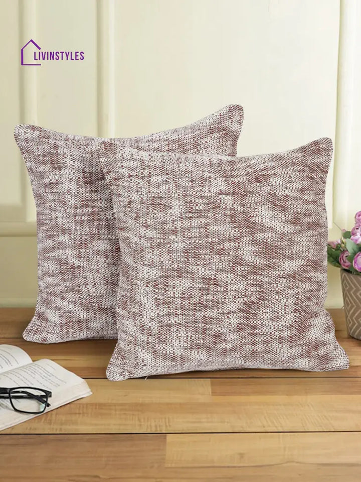 Eyda Dust Pink Cotton Textured Cushion Cover Set Of 2