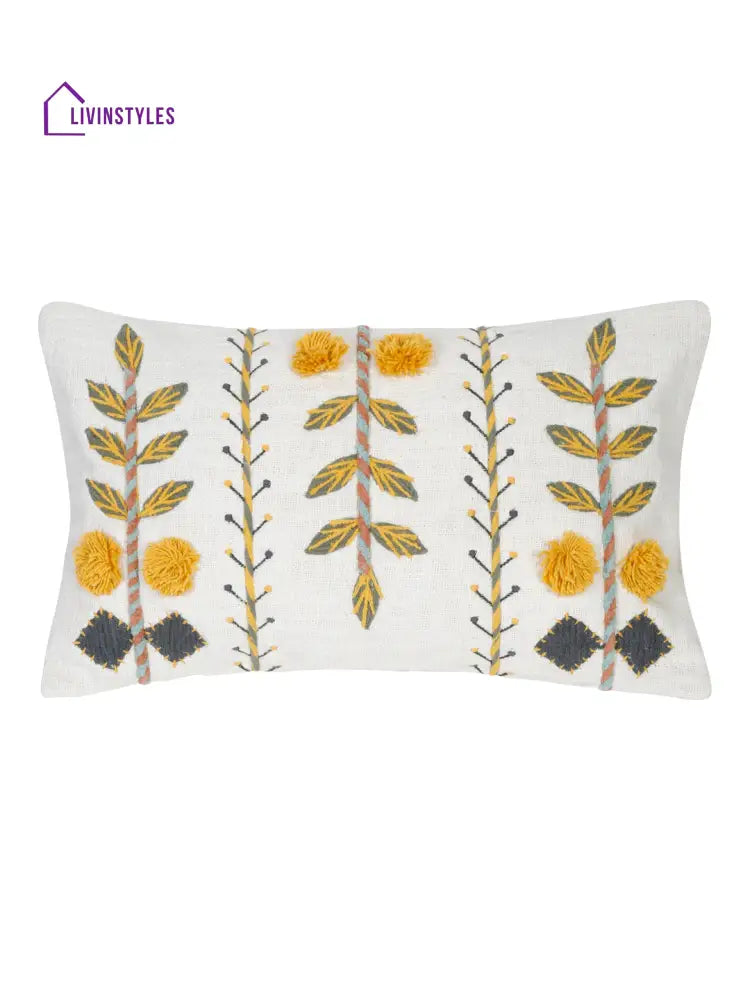 Eyda Embroidered Cotton Cushion Covers Set Of 2-12X20 Inch