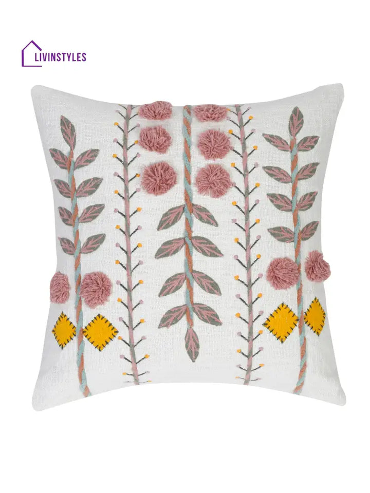 Eyda Embroidered Cotton Cushion Covers Set Of 2-18X18 Inch