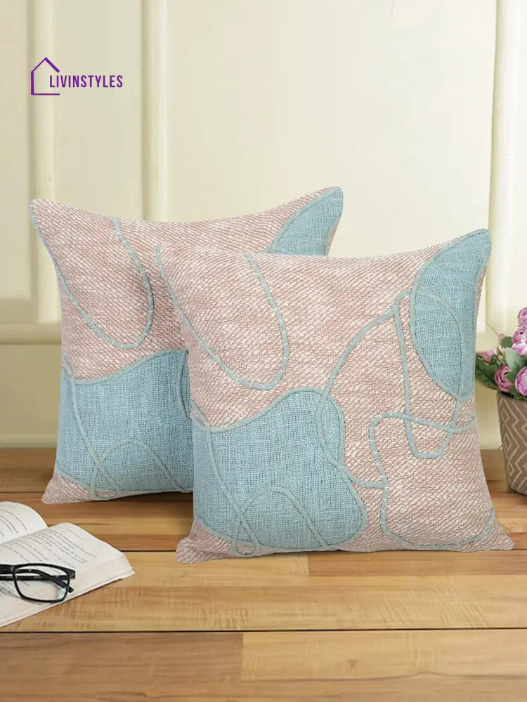 Eyda Embroidered Cotton Cushion Covers Set Of 2-18X18 Inch