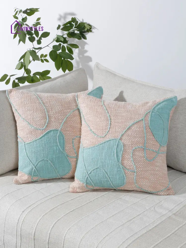 Eyda Embroidered Cotton Cushion Covers Set Of 2-18X18 Inch