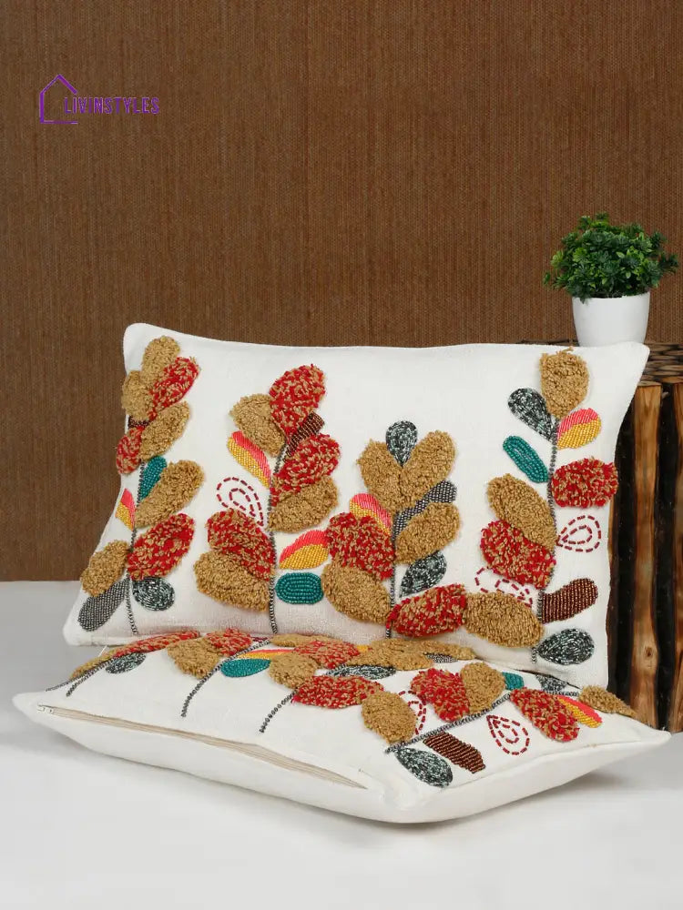 Eyda Multi Chenille Embroidered Cushion Cover Set Of 2