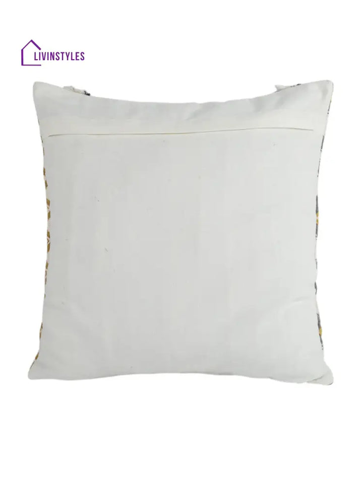 Eyda Premium Cotton Designer Beige Cushion Cover Set Of 2-18X18 Inch