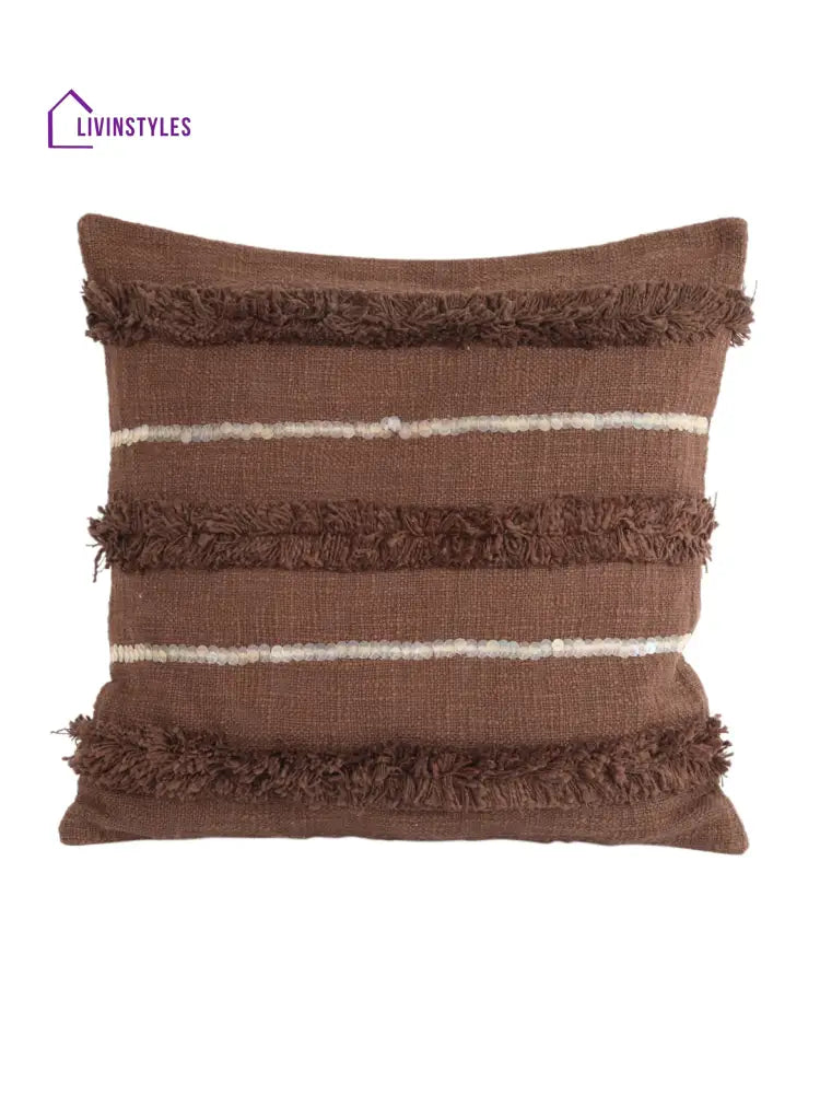 Eyda Premium Cotton Designer Choco Brown Cushion Cover Set Of 2-18X18 Inch