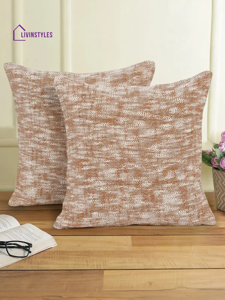 Eyda Rust Cotton Solid Cushion Cover Set Of 2