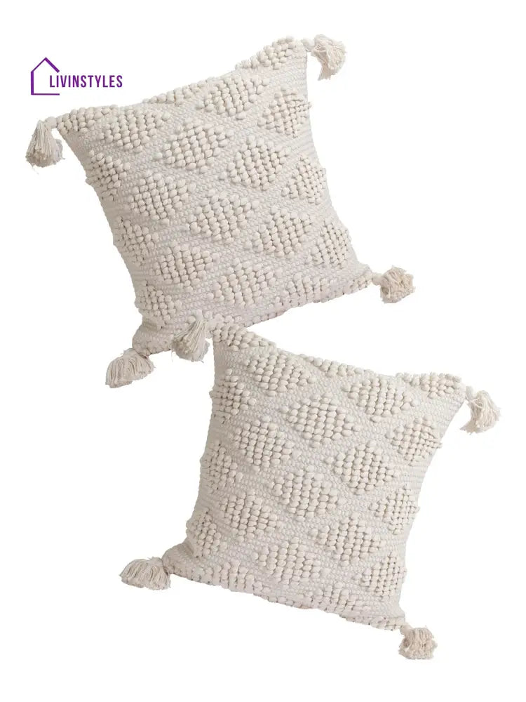 Eyda Set Of 2 Cotton Cream Cushion Cover 18X18 Inch