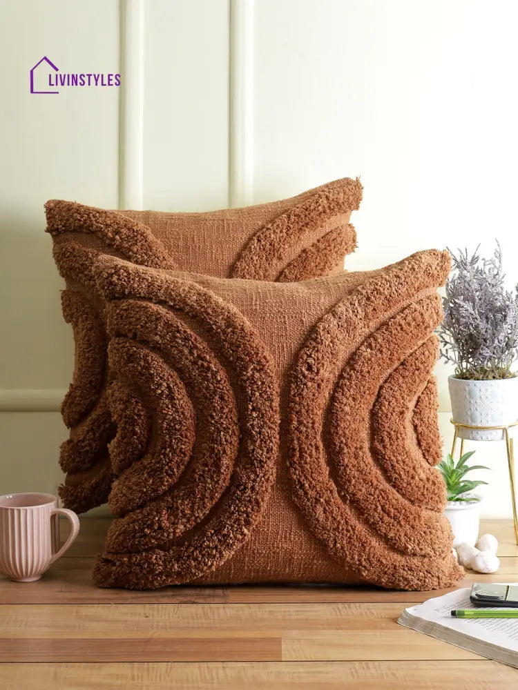 Eyda Set Of 2 Cotton Rust Cushion Cover 18X18 Inch