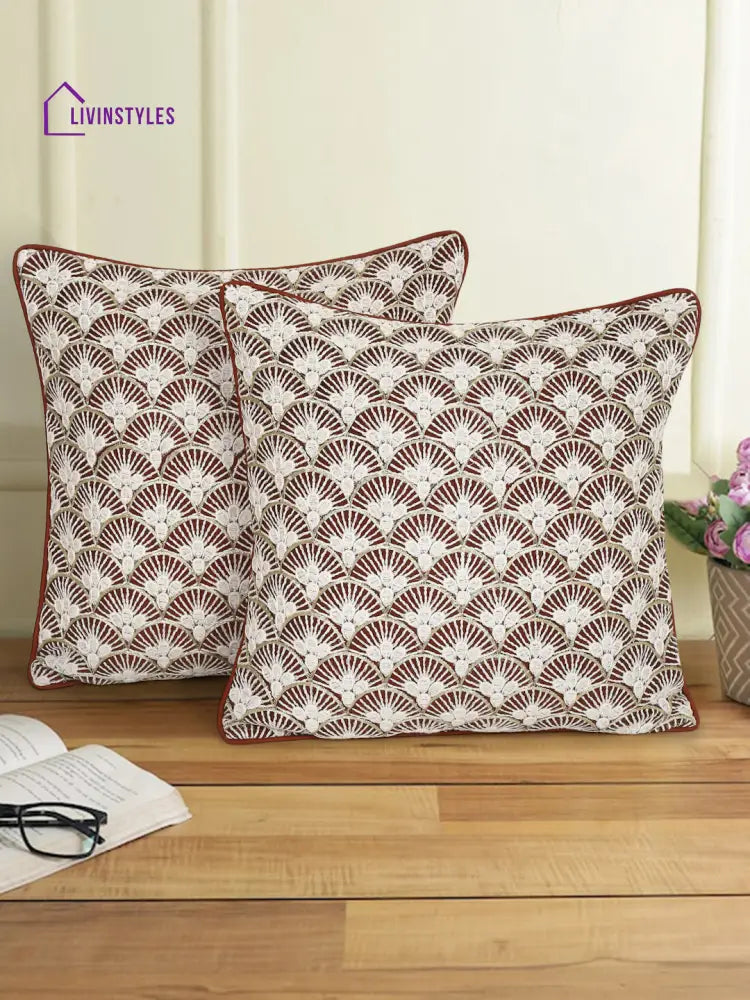 Eyda Set Of 2 Embroidered Cushion Covers