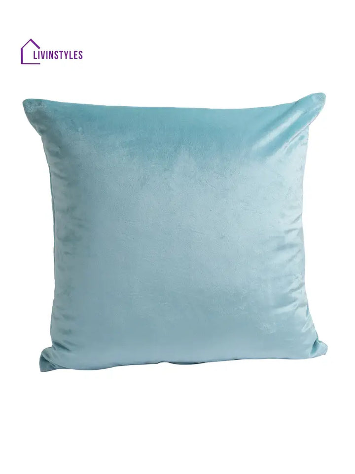 Eyda Set Of 2 Velvet Turquoise Emroidered Cushion Cover 18X18 Inch