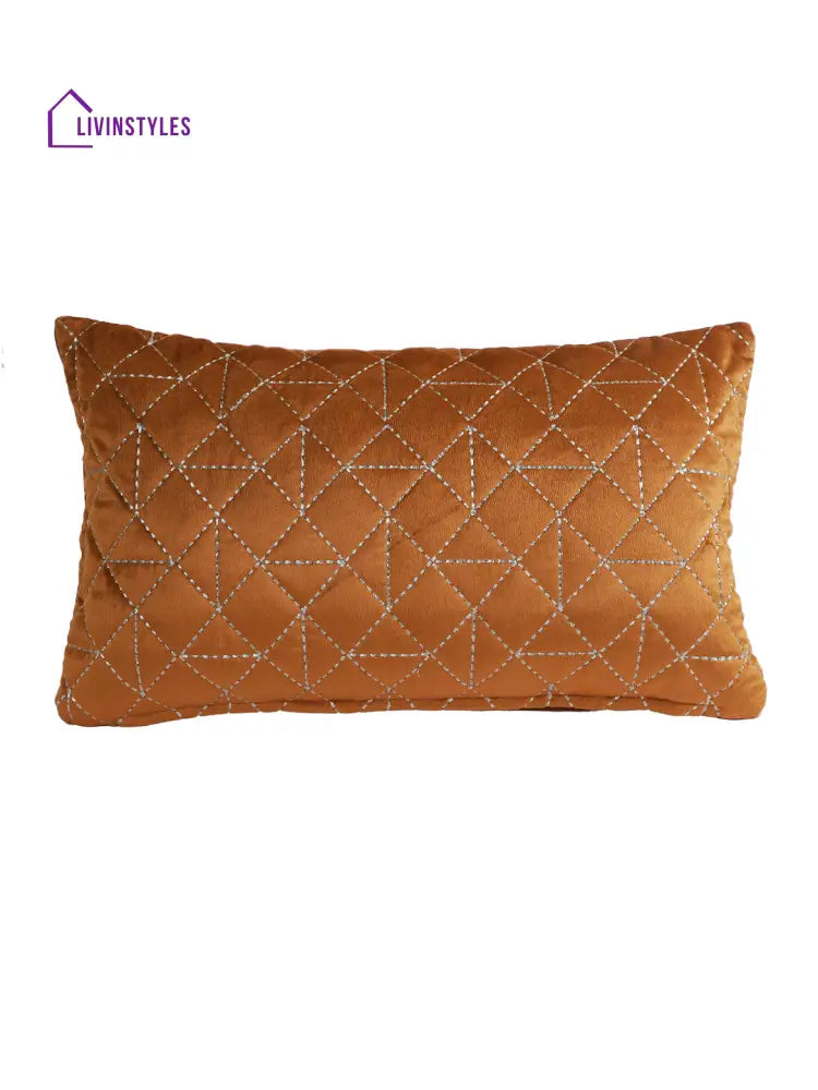 Eyda Super Soft Rust Color Set Of 2 Quilted Cushion Cover-12X20 Inch