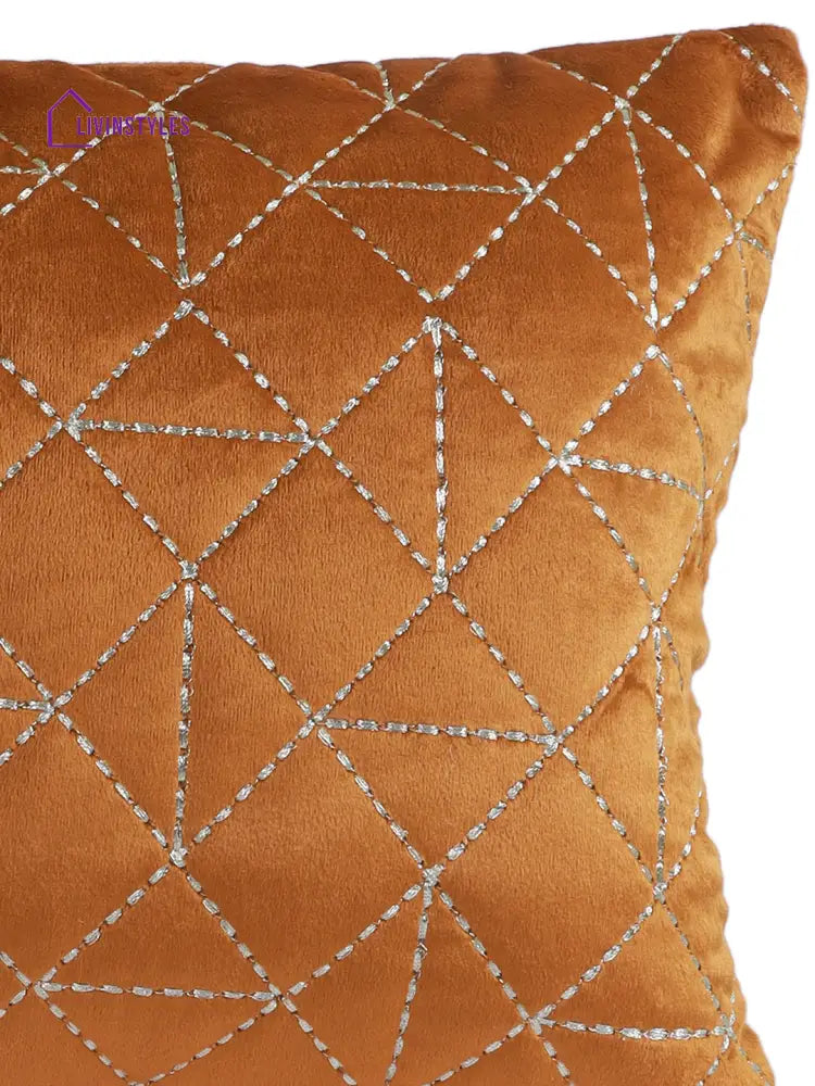 Eyda Super Soft Rust Color Set Of 2 Quilted Cushion Cover-12X20 Inch