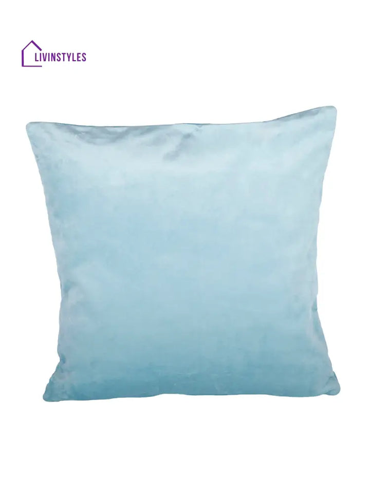 Eyda Super Soft Velvet Aqua Color Set Of 2 Quilted Cushion Cover-18X18 Inch