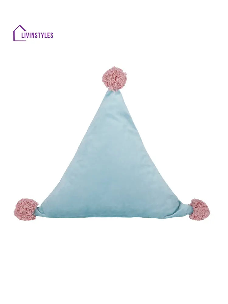 Eyda Super Soft Velvet Aqua Color Set Of 2 Triangle Filled Cushion-15X15X15 Inch