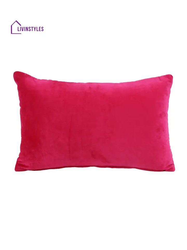 Eyda Super Soft Velvet Fuchsia Color Set Of 2 Quilted Cushion Cover-12X20 Inch