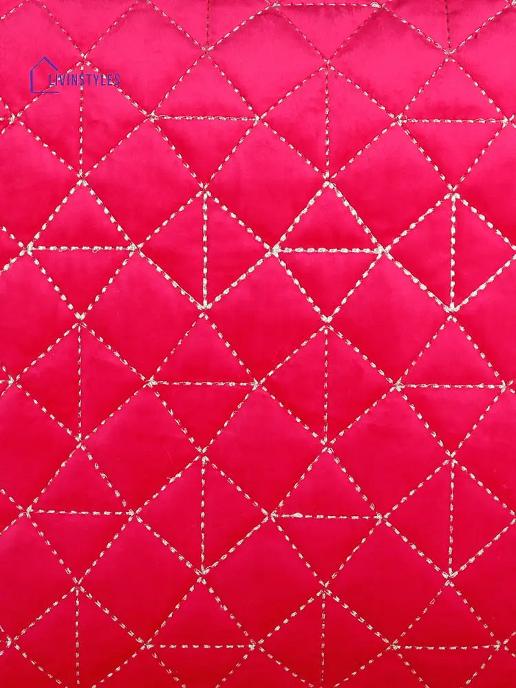 Eyda Super Soft Velvet Fuchsia Color Set Of 2 Quilted Cushion Cover-18X18 Inch