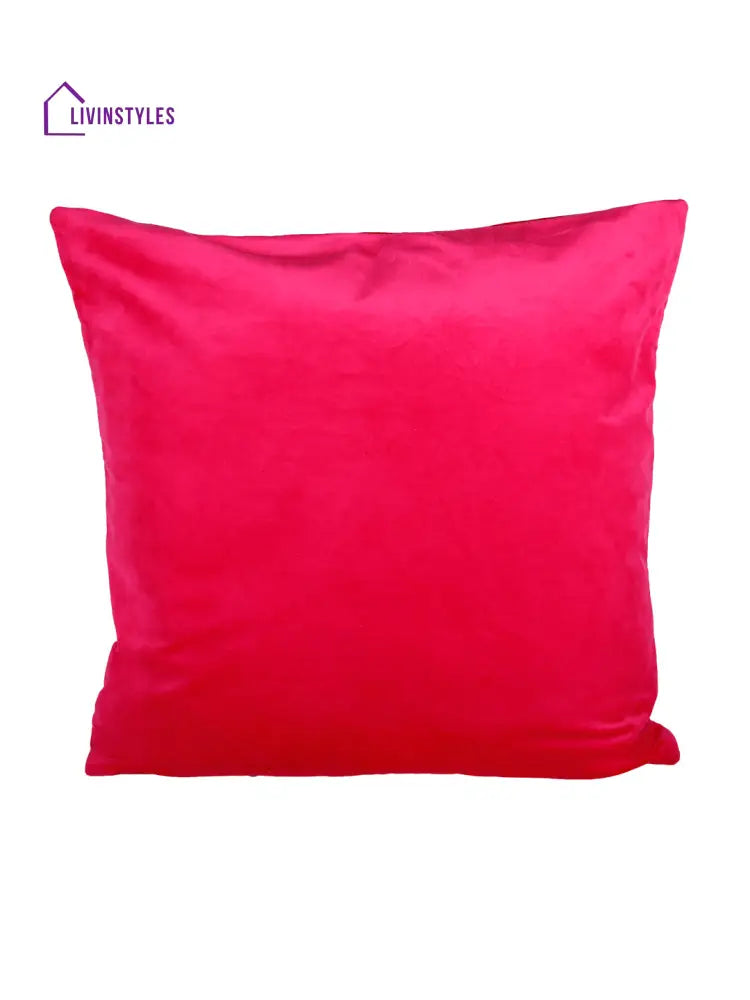 Eyda Super Soft Velvet Fuchsia Color Set Of 2 Quilted Cushion Cover-18X18 Inch