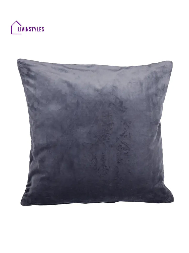 Eyda Super Soft Velvet Grey Color Set Of 2 Quilted Cushion Cover-18X18 Inch